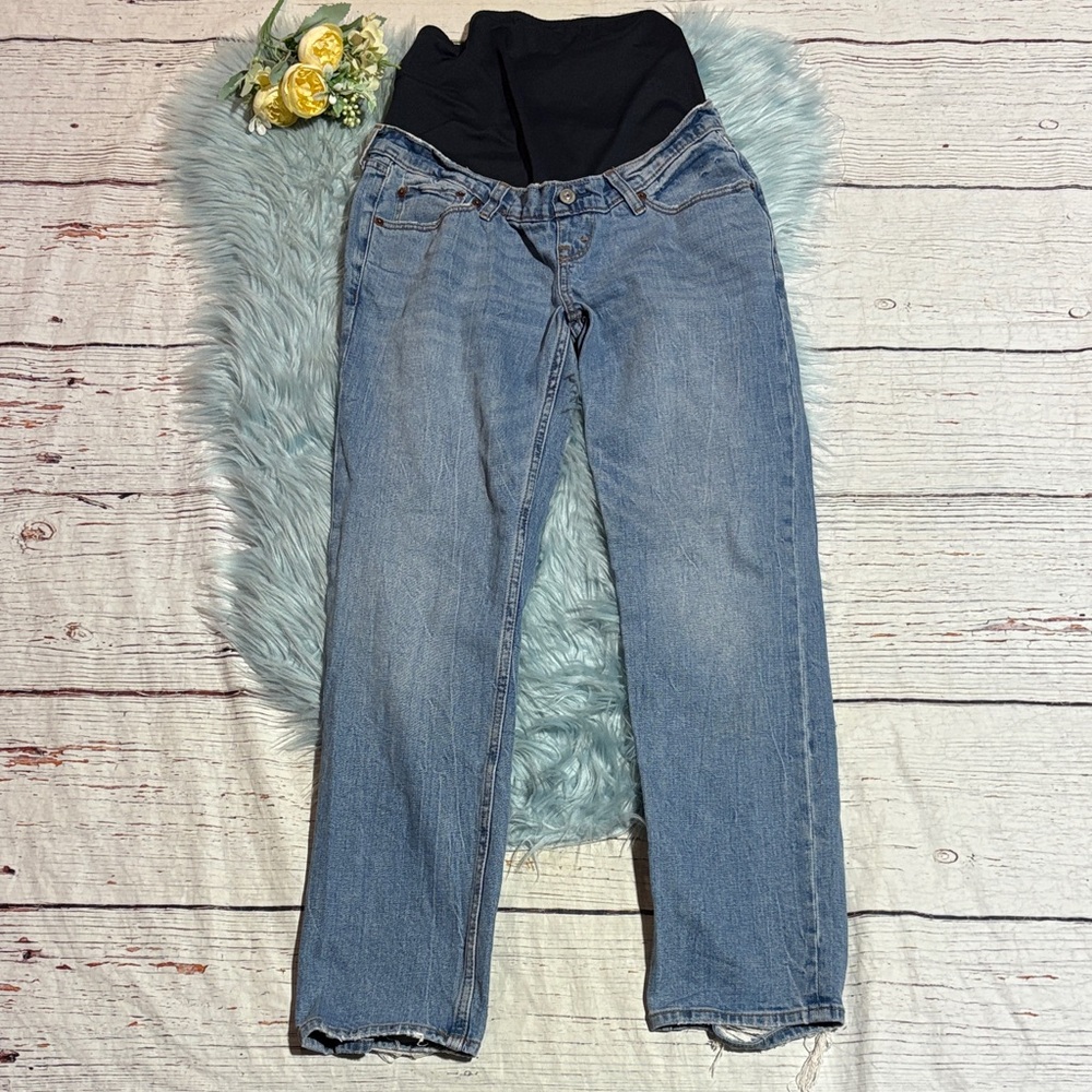 Abercrombie & Fitch Straight Leg Maternity Jeans in Light Blue Denim